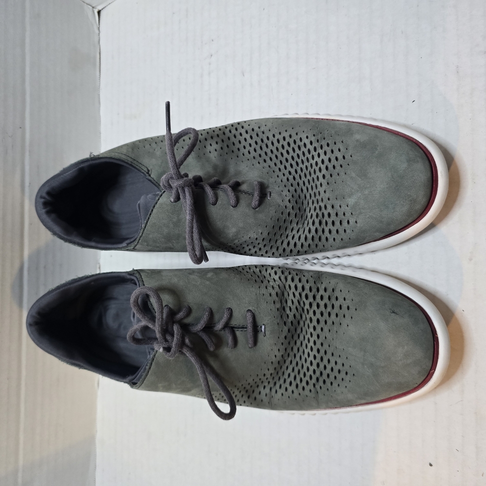 Cole Haan Gray Oxfords with Perforated Design and White Sole